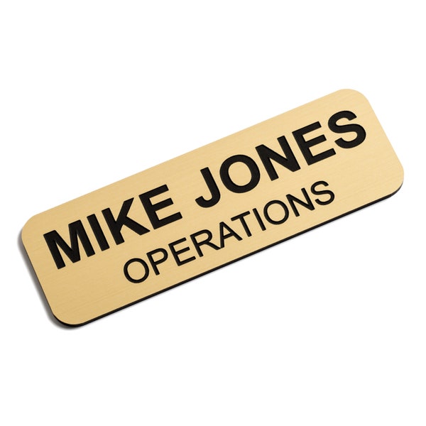 Custom Engraved Name Tag Badges - Personalized Identification with Pin or Magnetic Backing