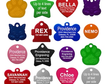 Pet ID Tags - Up to 8 Lines of Custom Engraving