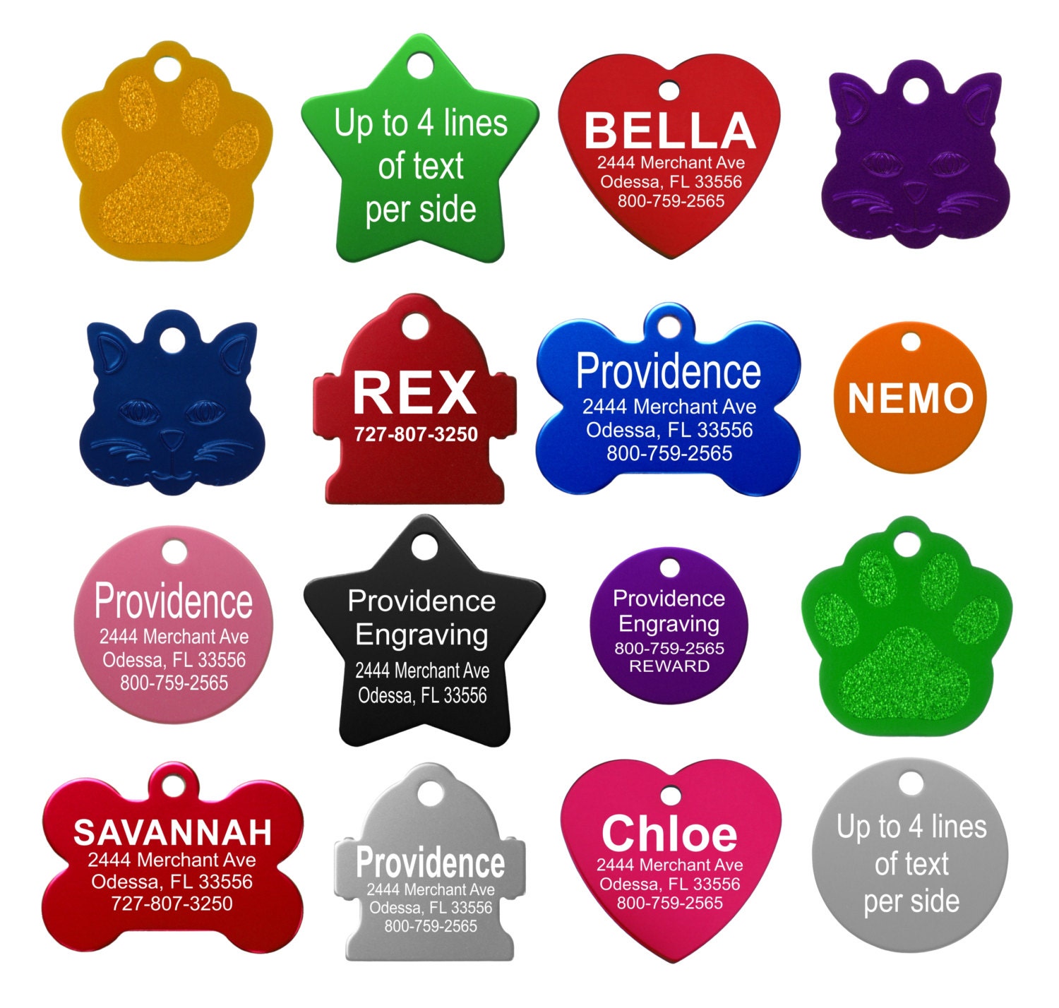 Custom Engraved Pet ID Tags for Dogs and Cats by Providence Engraving