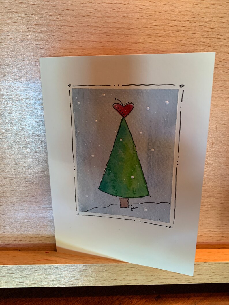 Hand Painted Watercolor Christmas Cards (set of 3) Cozy Night Scene - Etsy