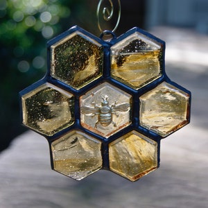 Stained Glass Bee Ornament or Sun Catcher image 1