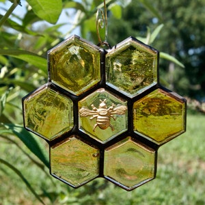Stained Glass Bee Ornament or Sun Catcher image 6