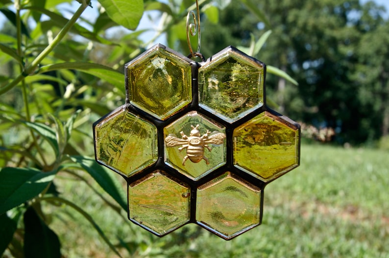 Stained Glass Bee Ornament or Sun Catcher image 6