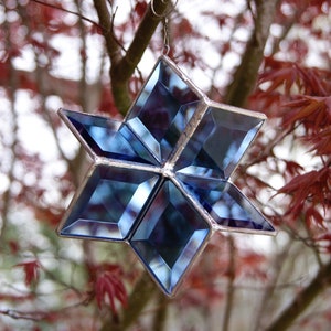 Stained Glass Blue Bevel Sun Catcher or Ornament