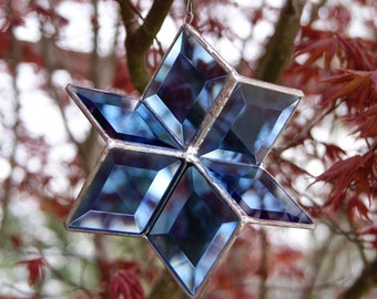 Stained Glass Blue Bevel Sun Catcher or Ornament