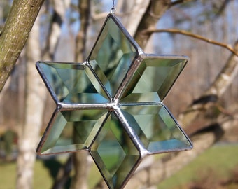 Stained Glass Green Bevel Sun Catcher or Ornament