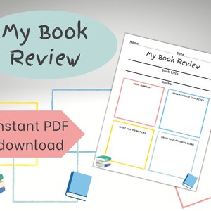 Elementary school kids book review PDF instant digital download - reading log - book report - reading tracker - reading log - printable