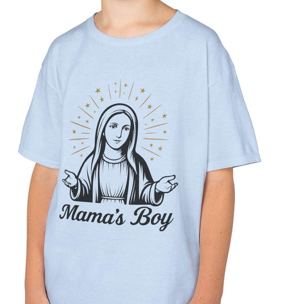 Catholic Mary Mama's Boy Kids Tee: Christian Apparel