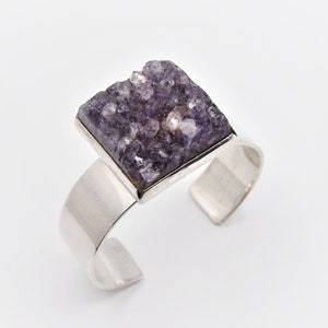 Anni & Bent Knudsen Sterling Silver and Amethyst Bangle Bracelet # 173 Denmark 1960s