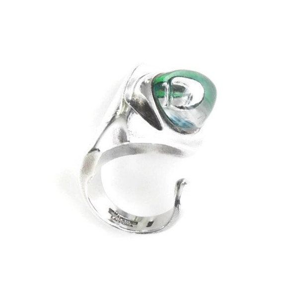 Lapponia "Kohoutek " Silver and Acrylic Ring Bjorn Weckstrom Finland Scandinavian Jewelry