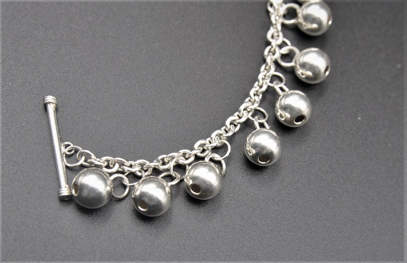 Modernist Sterling Silver Bracelet with  Spherical Pendants Nordic Jewelry Design
