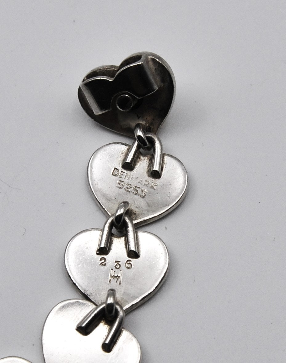 Hans Hansen Sterling Silver Hearts Bracelet Denmark 1950s - Etsy ...