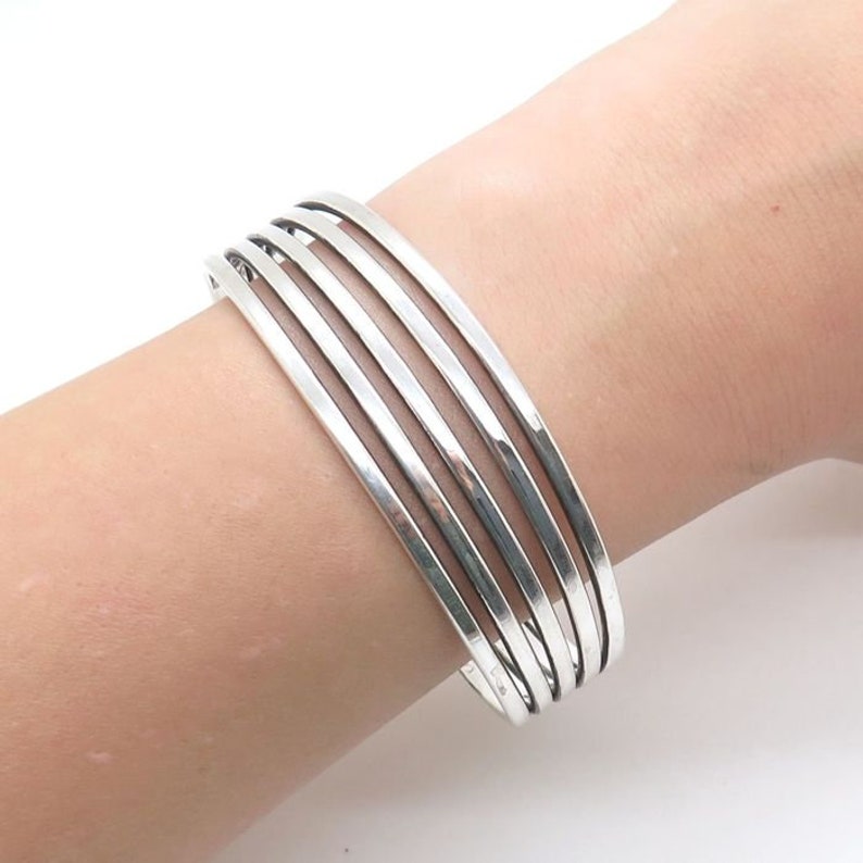 Anton Michelsen Sterling Silver Cuff Bracelet by Eigil Jensen Denmark 1950s Scandinavian Modern