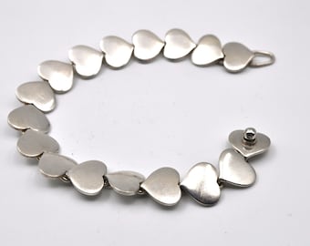 Hans Hansen Sterling Silver Hearts Bracelet #236 Denmark 1950s Modernist Scandinavian Silver Jewelry