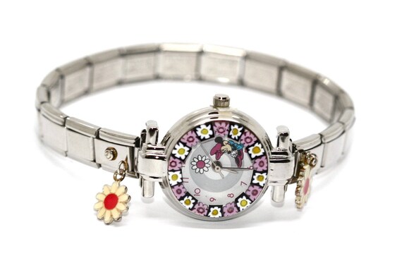 Minnie Mouse Murano Glass Charm Watch By Walt Disney Etsy
