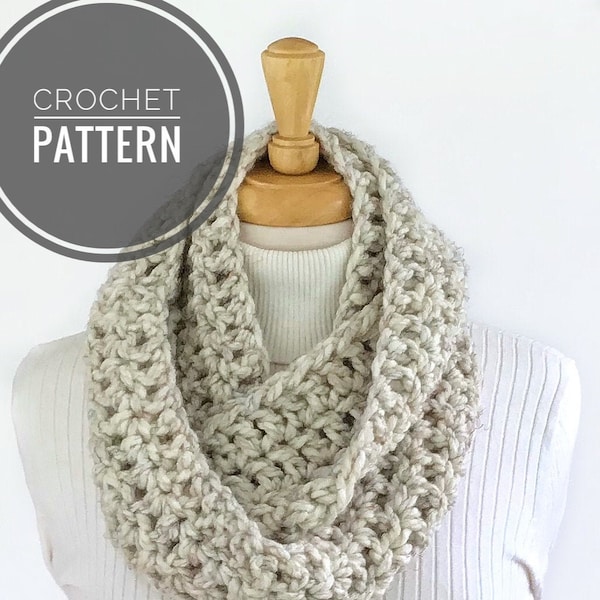 CROCHET PATTERN The MANDY Infinity Scarf Unisex family scarf pattern One hour one skein Fast Easy Crochet Infinity Scarf market pattern