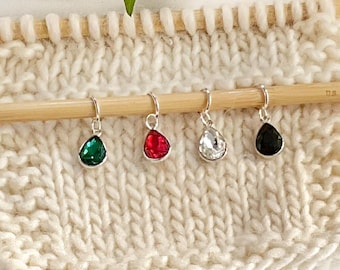 Crystal Teardrop Stitch Markers, Set of 4: Knitting & crochet Notions,with Jar