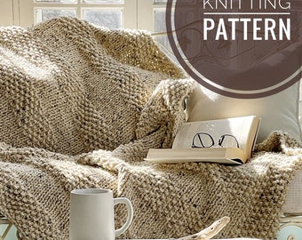 Amalia Throw Knitting Pattern, Easy Chunky Blanket (PDF)