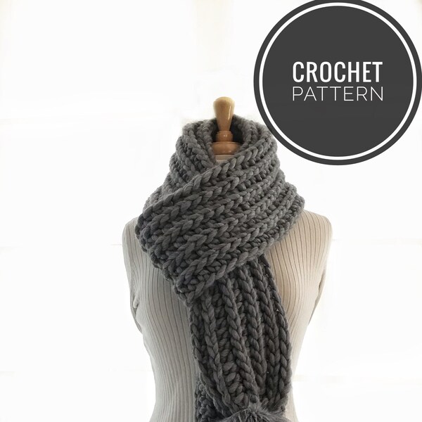 The JAYLAN CROCHET PATTERN , long wool scarf pattern super chunky wool scarf crochet pattern, Easy Plus Crochet, Fast Crochet Scarf