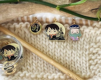 Ensemble de marqueurs de point pour tricot ou crochet HP Wizard avec bocal de rangement