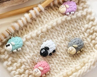 Colorful Sheep Stitch Markers: Knitting Crochet Progress Keepers, Set of 5