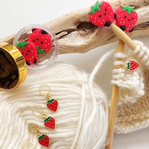 Strawberry Maschenmarkierer + Maschenstopper im Set: Strick- & Häkelzubehör