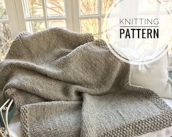 Rustic Lodge Throw Knitting Pattern: Easy Beginner Blanket (PDF Download)