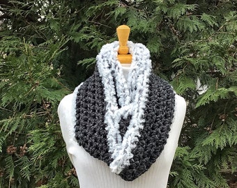 The BABY It’s COLD OUTSIDE Snow Owl colored Vegan “fur” trimmed wool blend Infinity Scarf