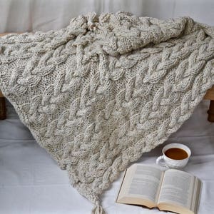 KNITTING PATTERN-The Brayden Throw 60x45 blanket-Chunky yarn pattern-Cable knit coverlet knit pattern-Braid/Cable Knit Pattern PDF download image 2