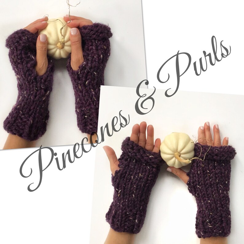 Customizable Hand-Knit Fingerless Mitts, Chunky Wool Blend Handwarmers image 4