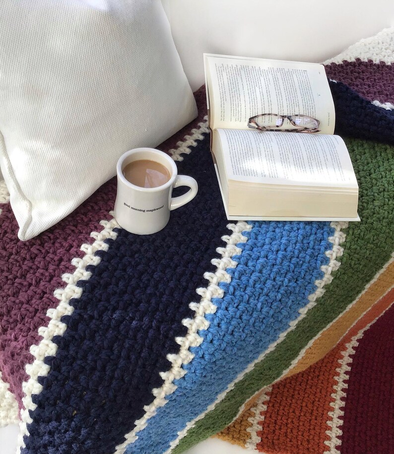 Rainbow Throw Crochet Pattern, Chunky Yarn Blanket (PDF Download) image 9
