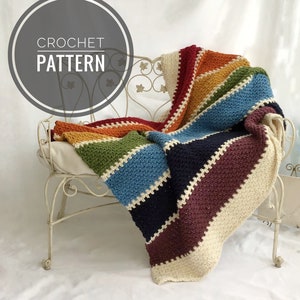The MAPLEWOOD RAINBOW Throw-Crochet Pattern in 2 sizes  Large Throw Blanket, Small Baby blanket pattern picnic blanket
