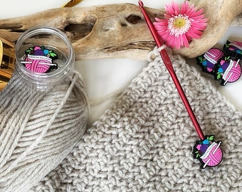 Crochet Hook Buddy and Knitting Needle Stoppers Set, Crochet All Day Gift