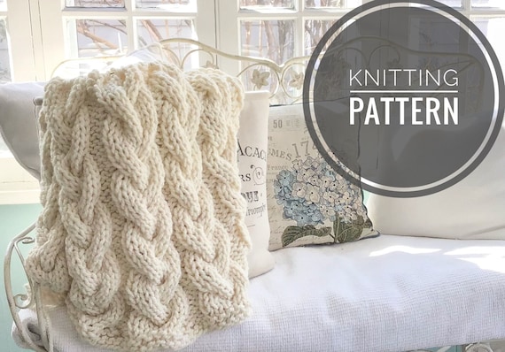 KNITTING Pattern the Brayden Throw 60x45 Blanket chunky Yarn Pattern cable Knit Coverlet Knit Pattern braid cable Knit Pattern PDF Download Etsy UK