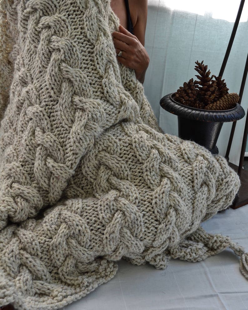 KNITTING PATTERN-The Brayden Throw 60x45 blanket-Chunky yarn pattern-Cable knit coverlet knit pattern-Braid/Cable Knit Pattern PDF download image 7