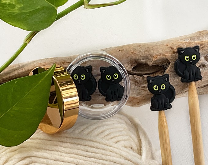 Black Cat Knitting Needle Point Protectors, Set of 2