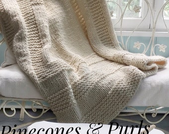 The PICTURE FRAME THROW 54 x 50” wool blend blanket Farmhouse Chic, Beach house style, Country Chic, Autumn Winter blanket housewarming gift