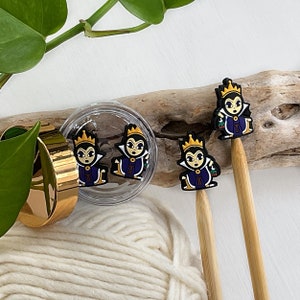 Wicked Queen & Giftapfel, Schneewittchen 2er Set Maschenstopper, Märchenfigur, Evil Queen, Stricknadelspitzenschoner