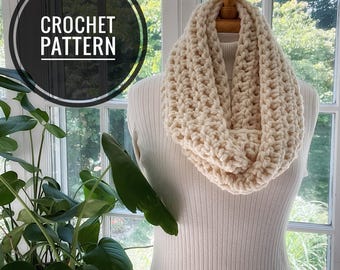 Easy Crochet Infinity Scarf Pattern, Unisex Super Bulky Yarn (PDF Pattern)