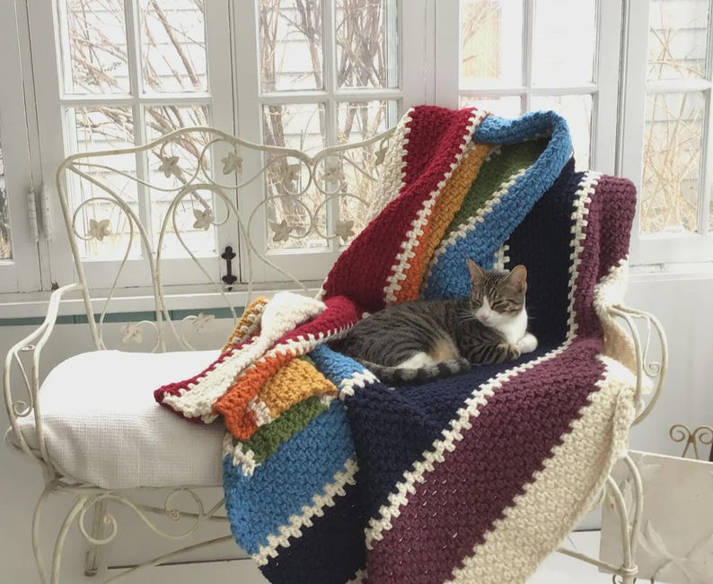 Rainbow Throw Crochet Pattern, Chunky Yarn Blanket (PDF Download) image 10