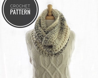 CROCHET PATTERN The Malynn Infinity Scarf-PDF Instant Download-Chunky Yarn easy crochet pattern super bulky yarn 2 sizes crochet pattern