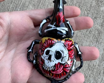 Hand painted plastic beetle KEYCHAIN