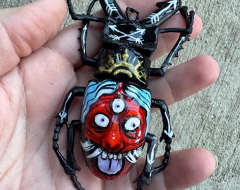 Hand painted plastic beetle KEYCHAIN