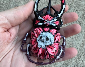 Hand painted plastic beetle KEYCHAIN