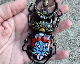 Hand painted plastic beetle KEYCHAIN