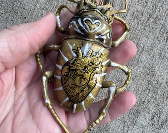 Hand painted plastic beetle KEYCHAIN