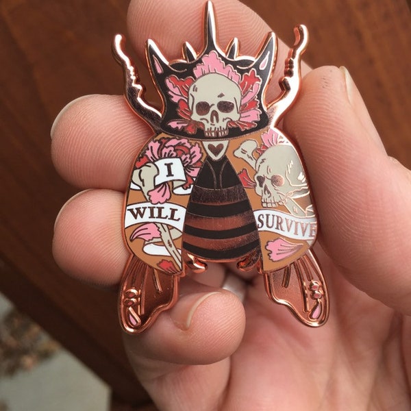 I Will Survive--Painted Beetle hard enamel pin