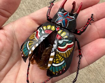 Handpainted beetle-(retro butterfly)
