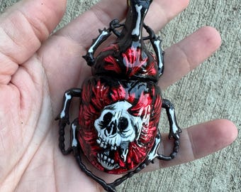 Hand painted plastic beetle KEYCHAIN
