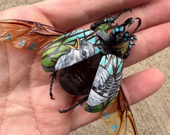 Handpainted beetle-(mockingbird)